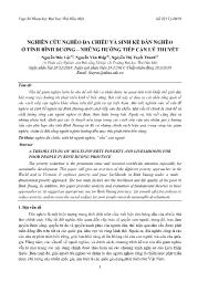 Nghiên cứu nghèo đa chiều và sinh kế dân nghèo ở tỉnh Bình Dương – những hướng tiếp cận lý thuyết