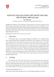 Ngôn ngữ dân gian trong tiểu thuyết Việt Nam viết về nông thôn sau 1986