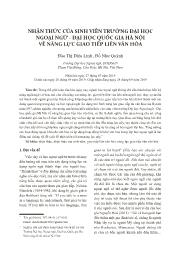 Nhận thức của sinh viên trường Đại học Ngoại ngữ - Đại học Quốc gia Hà Nội về năng lực giao tiếp liên văn hóa