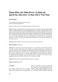 Quan điểm của John Dewey về giám sát quyền lực nhà nước và thực tiễn ở Việ