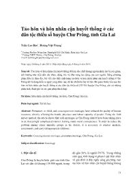 Tảo hôn và hôn nhân cận huyết thống ở các dân tộc thiểu số huyện Chư Prông, tỉnh Gia Lai