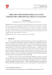 Thiết chế xã hội truyền thống của cư dân đầm Phá Thừa Thiên Huế: Đặc trưng và vận dụng