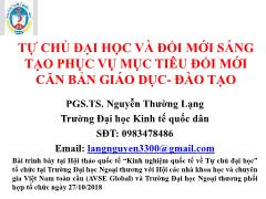 Tự chủ đại học và đổi mới sáng tạo phục vụ mục tiêu đổi mới căn bản giáo dục - Đào tạo