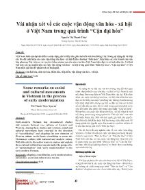 Vài nhận xét về các cuộc vận động văn hóa - Xã hội ở Việt Nam trong quá trình “Cận đại hóa”