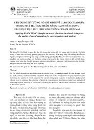 Vận dụng tư tưởng Hồ Chí Minh về giáo dục đạo đức trong nhà trường nhằm nâng cao chất lượng giáo dục đạo đức cho sinh viên sư phạm hiện nay