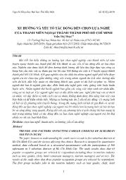 Xu hướng và yếu tố tác động đến chọn lựa nghề của thanh niên ngoại thành thành phố Hồ Chí Minh