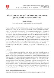 Yếu tố dân tộc và quốc tế trong quá trình giải quyết vấn đề nước Đức thế kỷ XIX