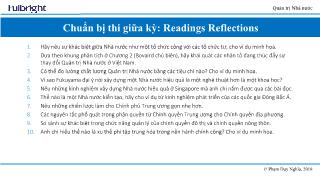Bài giảng Quản trị Nhà nước - Bài 9: Chuẩn bị thi giữa kỳ- Readings Reflections - Phạm Duy Nghĩa