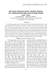 Bảy mươi năm xây dựng, trưởng thành của chính quyền nhân dân ở Bình Dương (1945 – 2014)