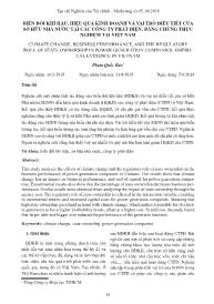 Biến đổi khí hậu, hiệu quả kinh doanh và vai trò điều tiết của sở hữu nhà nước tại các công ty phát điện: Bằng chứng thực nghiệm tại Việt Nam