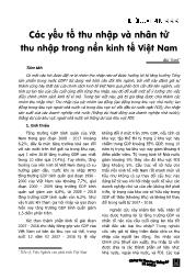 Các yếu tố thu nhập và nhân tử thu nhập trong nền kinh tế Việt Nam