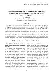 Cơ sở hình thành và các thiết chế chủ yếu trong văn hóa tâm linh của người Việt ở Gia Định xưa