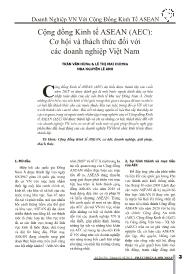 Cộng đồng Kinh tế ASEAN (AEC): Cơ hội và thách thức đối với các doanh nghiệp Việt Nam