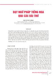 Dạy ngữ pháp tiếng Nga qua các bài thơ