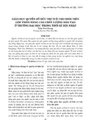 Giáo dục quyền sở hữu trí tuệ cho sinh viên góp phần nâng cao chất lượng đào tạo ở trường Đại học trong thời kì hội nhập