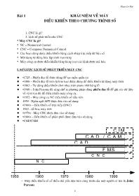 Giáo trình Máy điều khiển theo chương trình số CNC - Bài 1: Khái niệm về máy điều khiển theo chương trình số