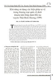 Khả năng sử dụng các biện pháp tự vệ trong thương mại quốc tế dưới khuôn khổ Hiệp định Đối tác xuyên Thái Bình Dương (TPP)