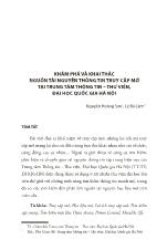 Khám phá và khai thác nguồn tài nguyên thông tin truy cập mở tại trung tâm thông tin – thư viện, Đại học quốc gia Hà Nội