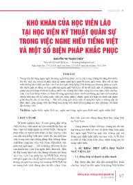 Khó khăn của học viên lào tại Học viện Kỹ thuật quân sự trong việc nghe hiểu tiếng Việt và một số biện pháp khắc phục