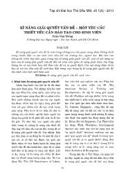 Kĩ năng giải quyết vấn đề – một yêu cầu thiết yếu cần đào tạo cho sinh viên