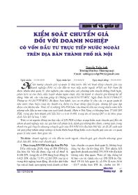 Kiểm soát chuyển giá đối với doanh nghiệp có vốn đầu tư trực tiếp nước ngoài trên địa bàn thành phố Hà Nội