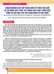 Kinh nghiệm của tập đoàn kinh tế trên thế giới về sử dụng giải pháp tài chính cho phát triển bền vững và bài học với tập đoàn kinh tế Việt Nam