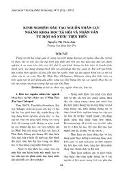 Kinh nghiệm đào tạo nguồn nhân lực ngành khoa học xã hội và nhân văn từ một số nước tiên tiến