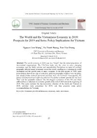 Kinh tế thế giới và Việt Nam quý 1 năm 2019, triển vọng và hàm ý cho Việt Nam
