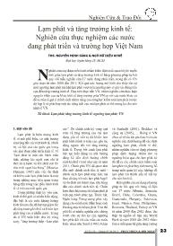 Lạm phát và tăng trưởng kinh tế: Nghiên cứu thực nghiệm các nước đang phát triển và trường hợp Việt Nam