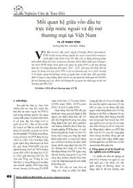 Mối quan hệ giữa vốn đầu tư trực tiếp nước ngoài và độ mở thương mại tại Việt Nam