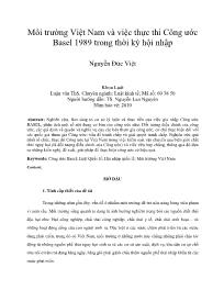 Môi trường Việt Nam và việc thực thi Công ước Basel 1989 trong thời kỳ hội nhập