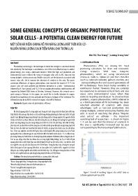Một số khái niệm chung về pin năng lượng mặt trời hữu cơ - Nguồn năng lượng sạch tiềm năng cho tương lai