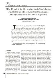 Mức độ phát triển đầu tư công ty dưới ảnh hưởng của những ràng buộc nguồn tài trợ sau cuộc khủng hoảng tài chính 2008 ở Việt Nam