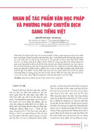 Nhan đề tác phẩm văn học pháp và phương pháp chuyển dịch sang tiếng Việt