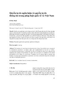 Quyền tự do ngôn luận và quyền tự do thông tin trong pháp luật quốc tế và Việt Nam