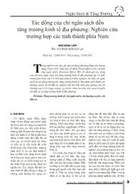 Tác động của chi ngân sách đến tăng trưởng kinh tế địa phương: Nghiên cứu trường hợp các tỉnh thành phía Nam