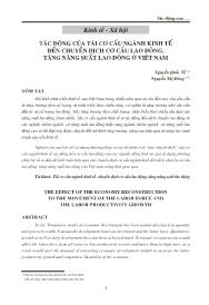 Tác động của tái cơ cấu ngành kinh tế đến chuyển dịch cơ cấu lao động, tăng năng suất lao động ở Việt Nam