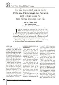 Tái cấu trúc ngành công nghiệp trong quá trình chuyển đổi mô hình kinh tế tỉnh Đồng Nai theo hướng hội nhập toàn cầu