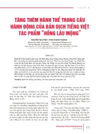Tăng thêm hành thể trong câu hành động của bản dịch tiếng Việt tác phẩm 