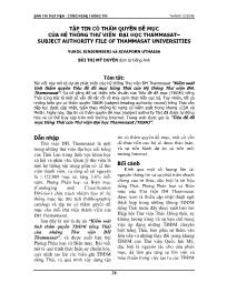 Tập tin có thẩm quyền đề mục của hệ thống thư viện Đại học Thammasat– Subject Authority File Of Thammasat Universities