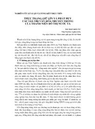 Thực trạng giữ gìn và phát huy các giá trị văn hóa truyền thống của thanh niên đô thị nước ta