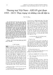 Thương mại Việt Nam - ASEAN giai đoạn 1995 - 2015: Thực trạng và những vấn đề đặt ra