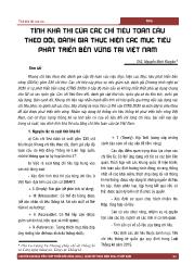 Tính khả thi của các chỉ tiêu toàn cầu theo dõi, đánh giá thực hiện các mục tiêu phát triển bền vững tại Việt Nam