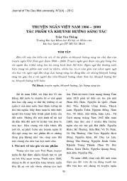 Truyện ngắn Việt Nam 1986 – 2000 tác phẩm và khuynh hướng sáng tác