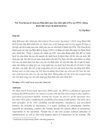 Việt Nam hướng tới tham gia Hiệp định mua sắm chính phủ (GPA) của WTO: Những thách thức từ góc độ minh bạch hóa