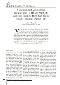 Xác định ngành công nghiệp động lực của TP. Hồ Chí Minh khi Việt Nam tham gia Hiệp định đối tác xuyên Thái Bình Dương TPP