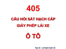 405 câu hỏi sát hạch cấp giấy phép lái xe ô tô