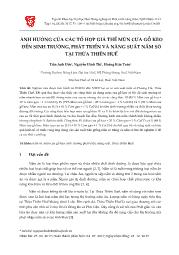 Ảnh hưởng của các tổ hợp giá thể mùn cưa gỗ keo đến sinh trưởng, phát triển và năng suất nấm sò tại Thừa Thiên Huế