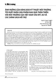 Ảnh hưởng của hàng rào kỹ thuật môi trường tới xuất khẩu sản phẩm rau quả thân thiện với môi trường của Việt Nam vào mỹ, eu và các chính sách hỗ trợ