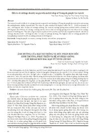 Ảnh hưởng của mật độ trồng và mức phân bón đến sinh trưởng, phát triển và hệ số nhân giống cây khoai môn bắc kạn từ nuôi cấy mô